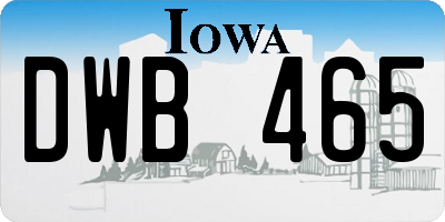 IA license plate DWB465