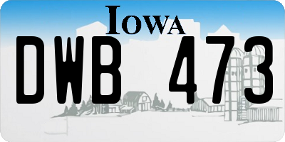 IA license plate DWB473
