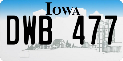 IA license plate DWB477
