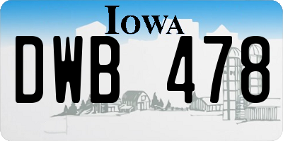 IA license plate DWB478