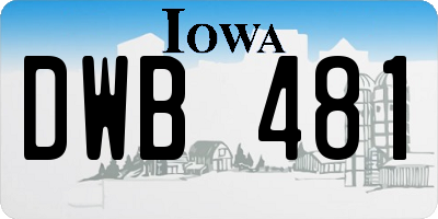 IA license plate DWB481