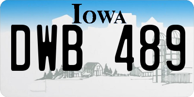 IA license plate DWB489