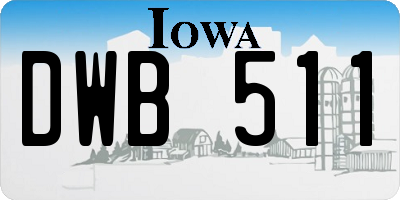 IA license plate DWB511