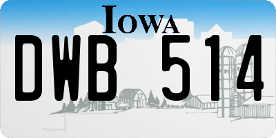 IA license plate DWB514