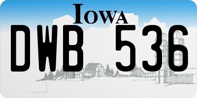 IA license plate DWB536