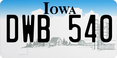 IA license plate DWB540