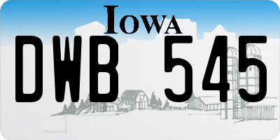 IA license plate DWB545