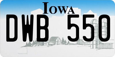 IA license plate DWB550