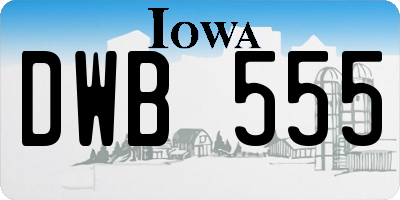 IA license plate DWB555