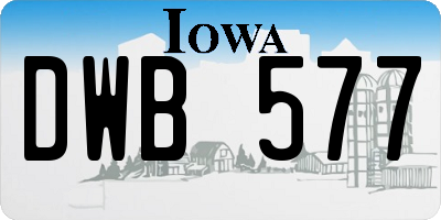 IA license plate DWB577