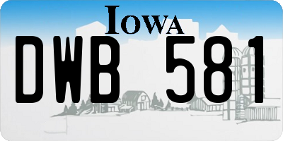 IA license plate DWB581