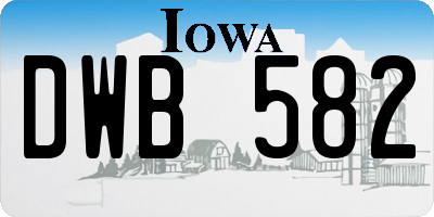 IA license plate DWB582