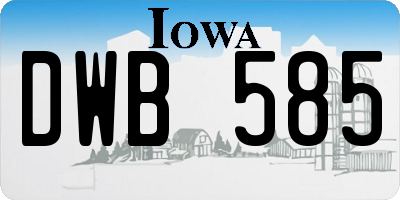 IA license plate DWB585