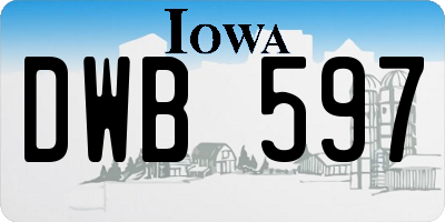 IA license plate DWB597
