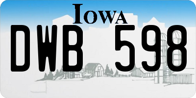 IA license plate DWB598