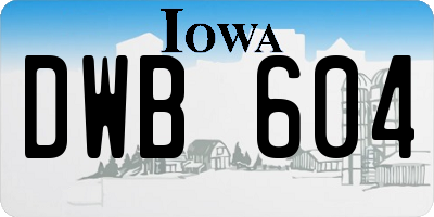 IA license plate DWB604