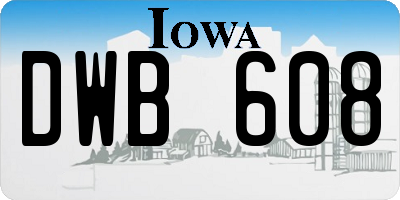 IA license plate DWB608