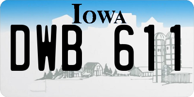 IA license plate DWB611