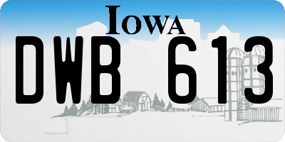 IA license plate DWB613