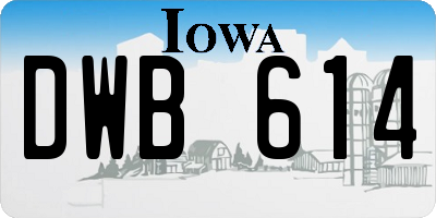 IA license plate DWB614
