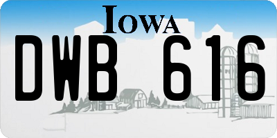 IA license plate DWB616