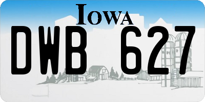 IA license plate DWB627