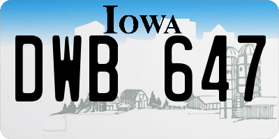 IA license plate DWB647