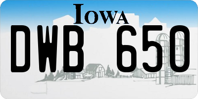 IA license plate DWB650