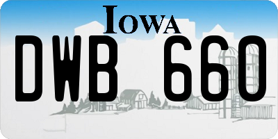IA license plate DWB660