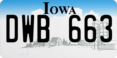 IA license plate DWB663