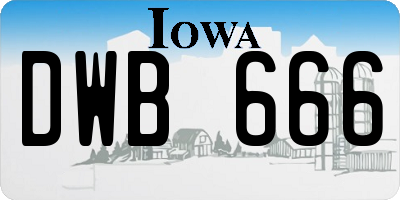 IA license plate DWB666
