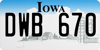 IA license plate DWB670