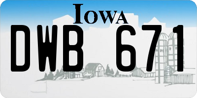 IA license plate DWB671