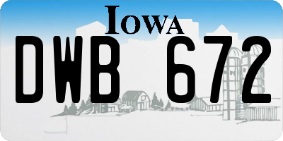 IA license plate DWB672