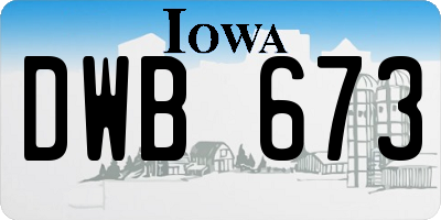 IA license plate DWB673