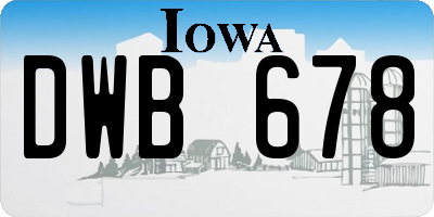 IA license plate DWB678