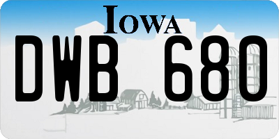 IA license plate DWB680