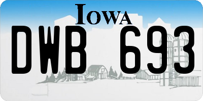 IA license plate DWB693
