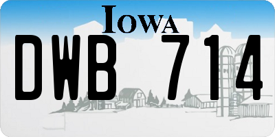 IA license plate DWB714