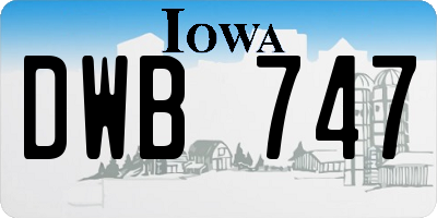 IA license plate DWB747