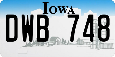 IA license plate DWB748