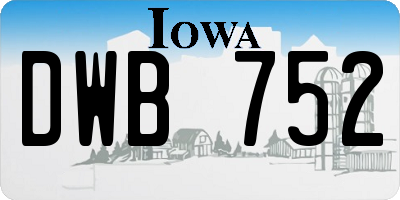 IA license plate DWB752