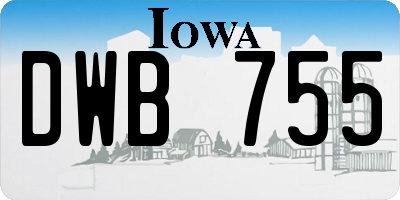 IA license plate DWB755
