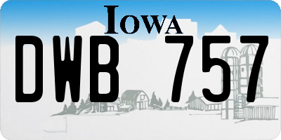 IA license plate DWB757