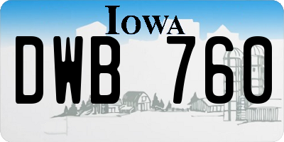 IA license plate DWB760