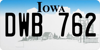 IA license plate DWB762