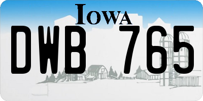 IA license plate DWB765