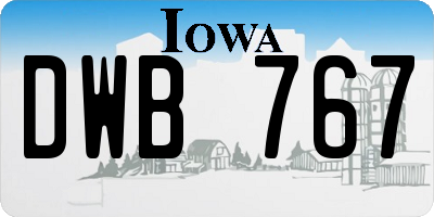 IA license plate DWB767