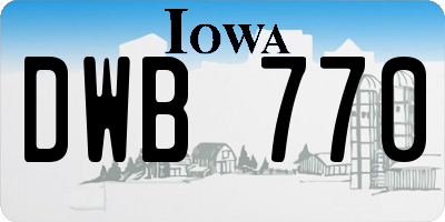 IA license plate DWB770