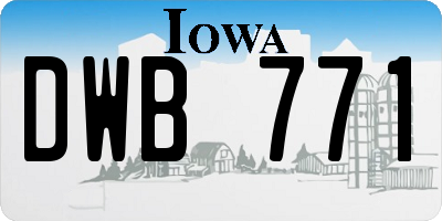 IA license plate DWB771